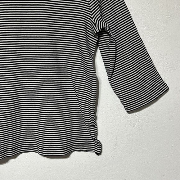 Lauren Ralph Lauren Nautical Womens Striped Shirt Top Large Black/White Stripe - Picture 13 of 16